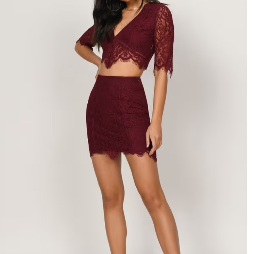 Tobi Red Mini Pencil Skirt/Top Set Size XS
